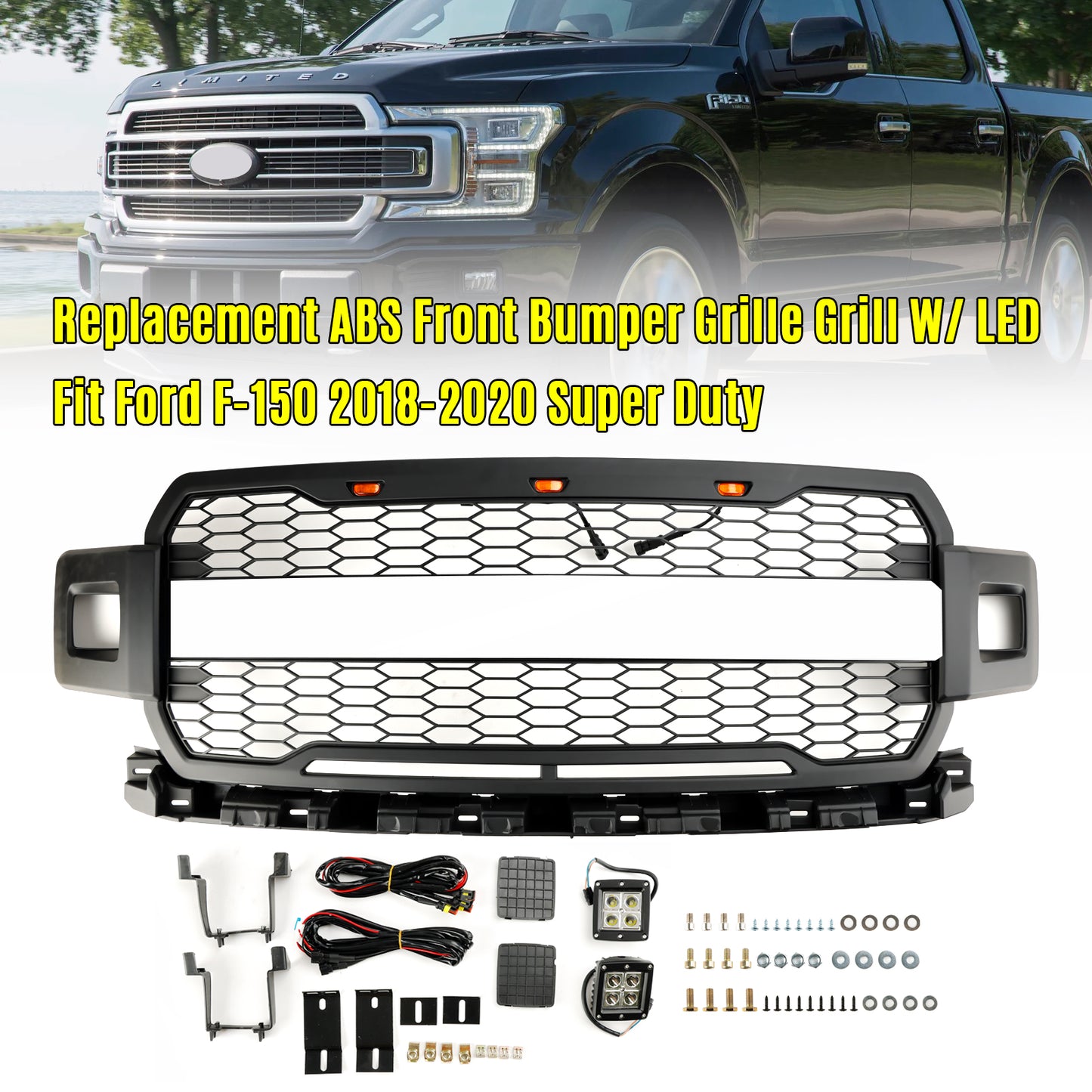 Griglia per paraurti anteriore con LED per Ford F150 2018-2020 Super Duty
