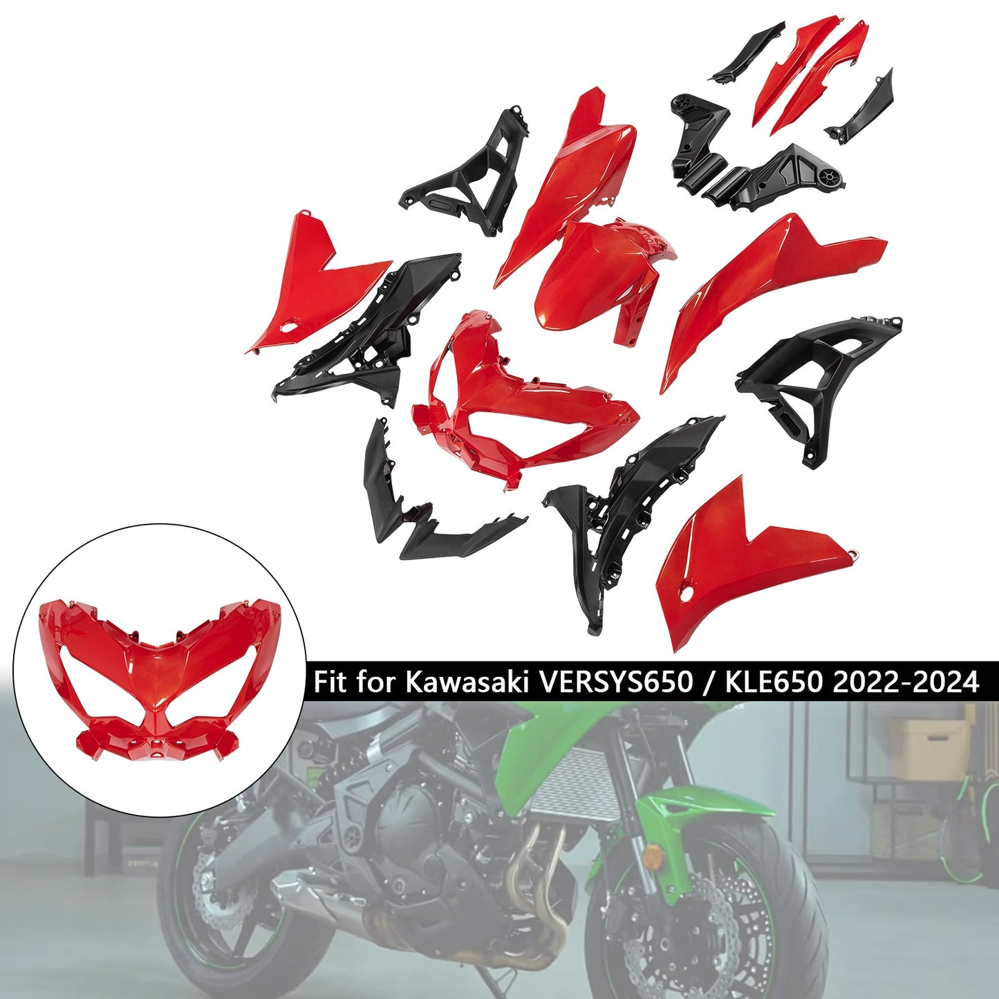 Kit carenatura carrozzeria ABS iniezione per Kawasaki VERSYS 650 KLE 2022-2024 01#