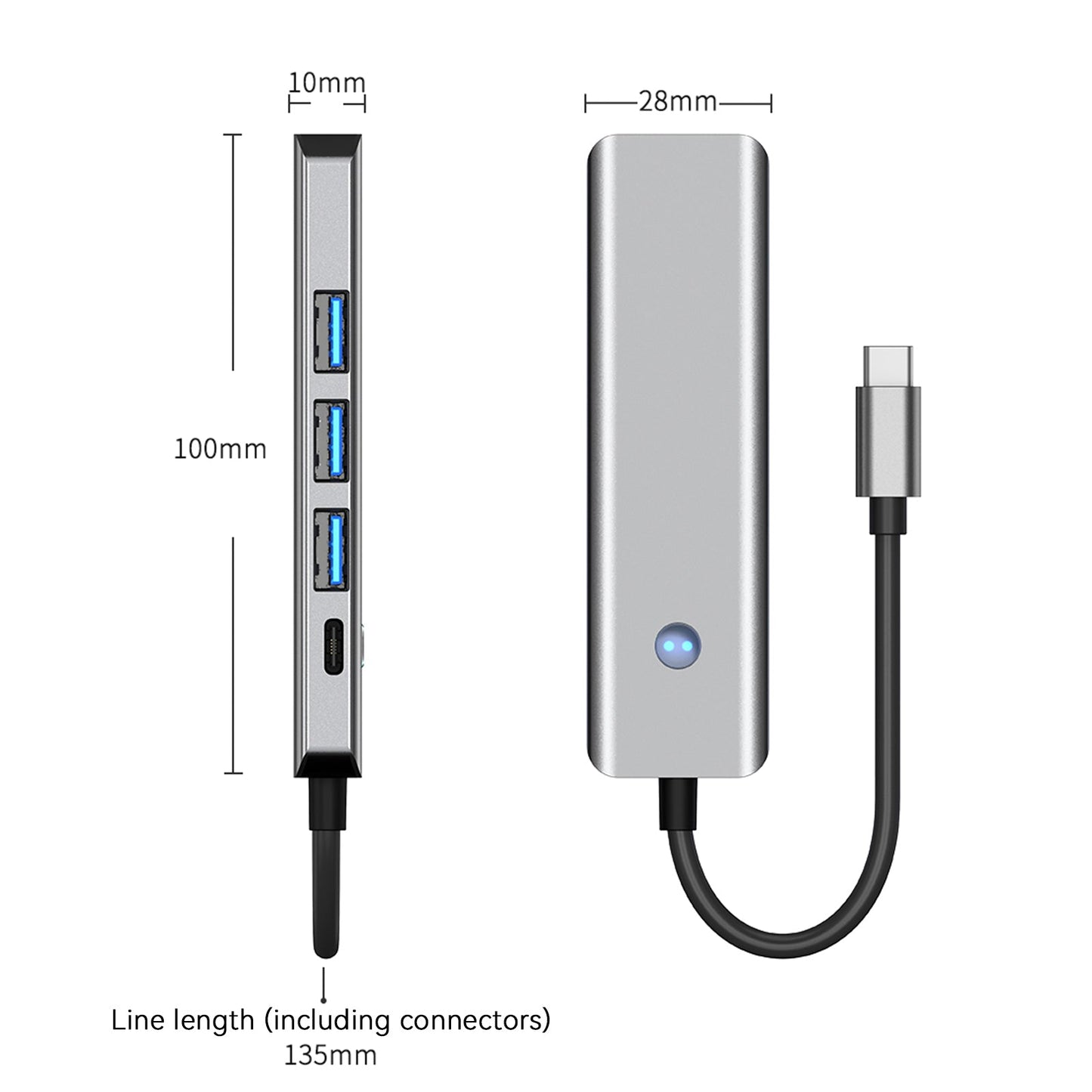 Adattatore hub con interfaccia 5 in 1 TYPE-C+USB3.0*1+USB2.0*2+HDMI+PD100W per MacBook