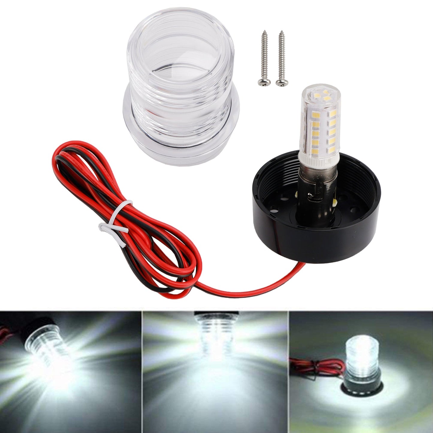 Luce di segnalazione di navigazione a LED da 2,7 W, per ancora, imbarcazione, lampada rotonda, barca, yacht, IP66