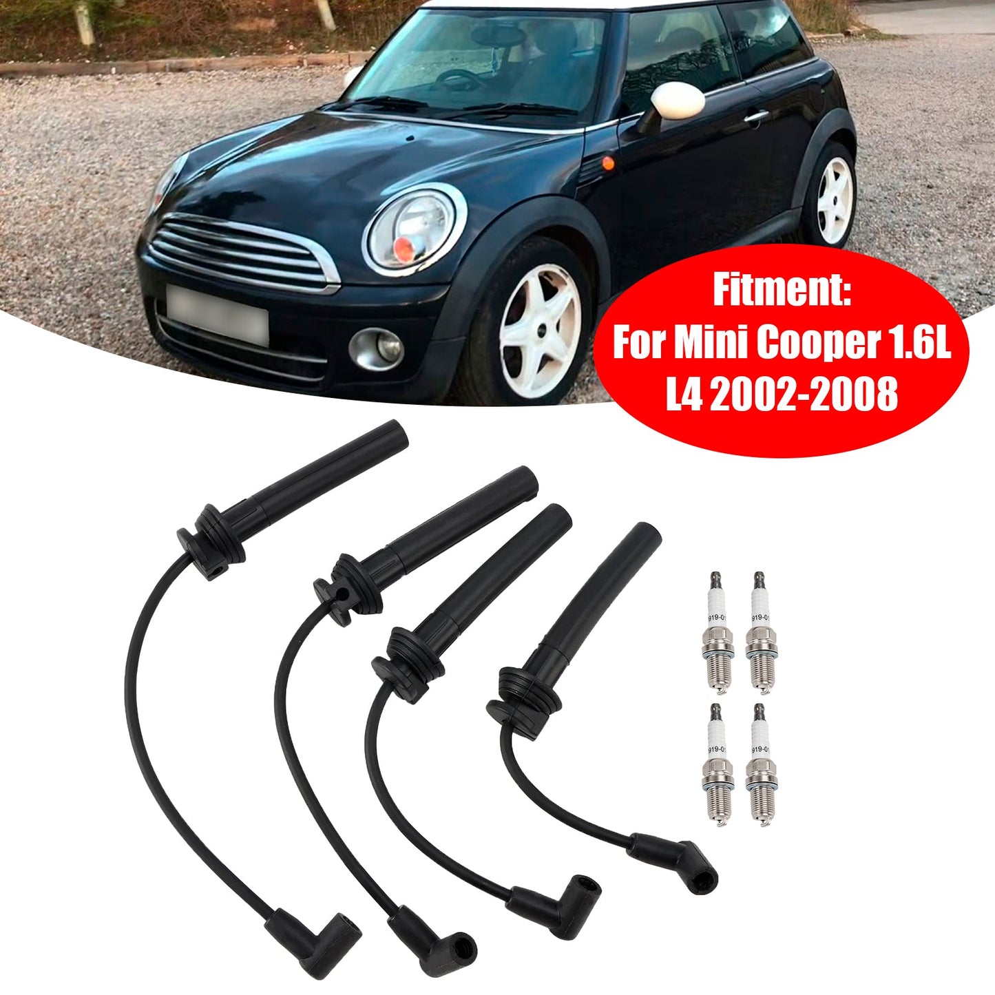 Set di 4 cavi per candele 54058 per Mini Cooper S 2002-2008-L4 1.6L