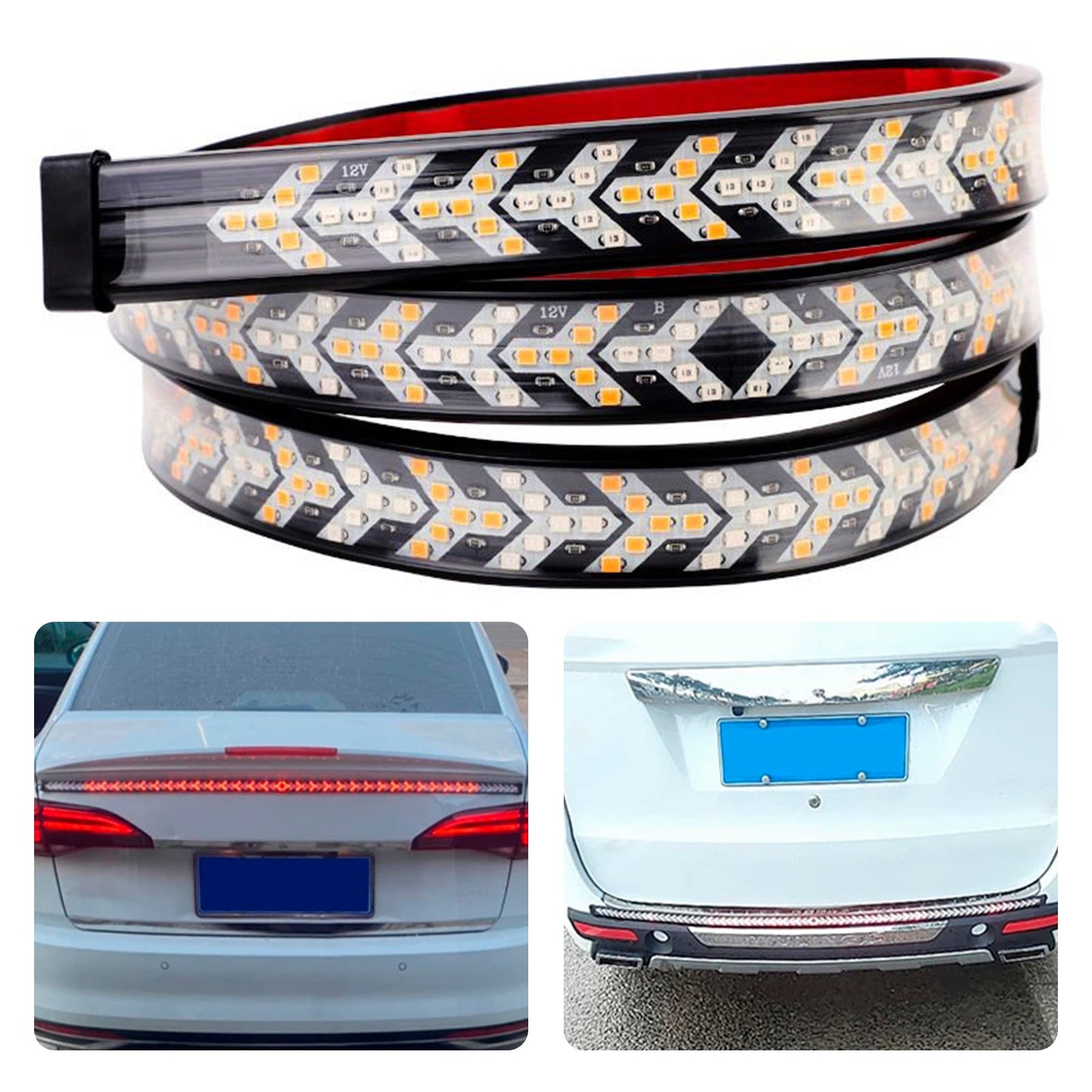 Striscia di luci posteriori a LED per auto e camion, indicatori di direzione, dinamica, a spina di pesce, 1,5 metri