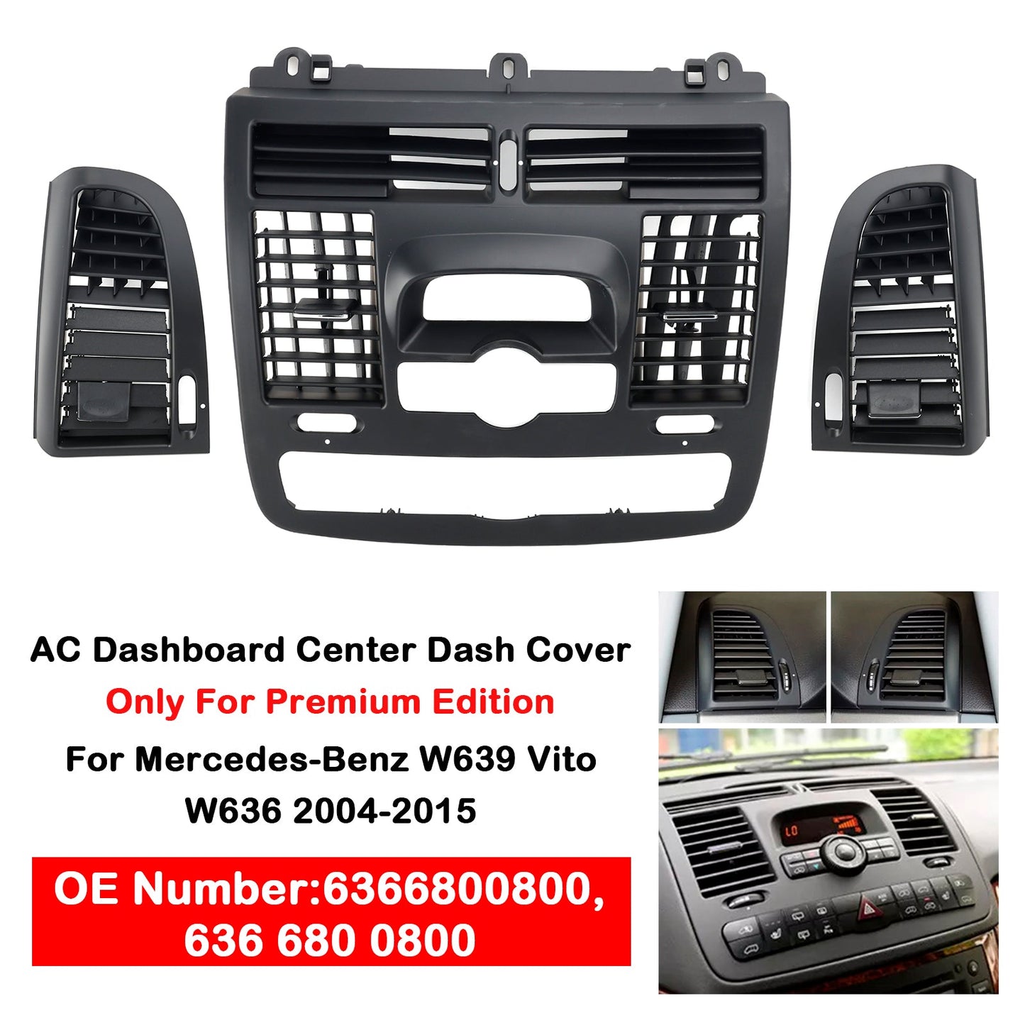 Cruscotto centrale Mercedes-BENZ Vito W639 AC 2004-2015 + 2 bocchette aria 6366800800