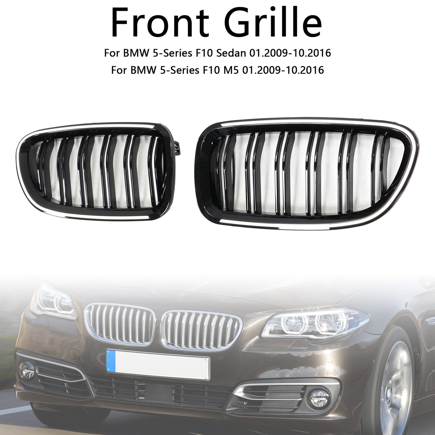 11.2009-02.2017 BMW Serie 5 F11 Touring Griglia paraurti a rene Griglia Nero lucido 51137203203 51137203204