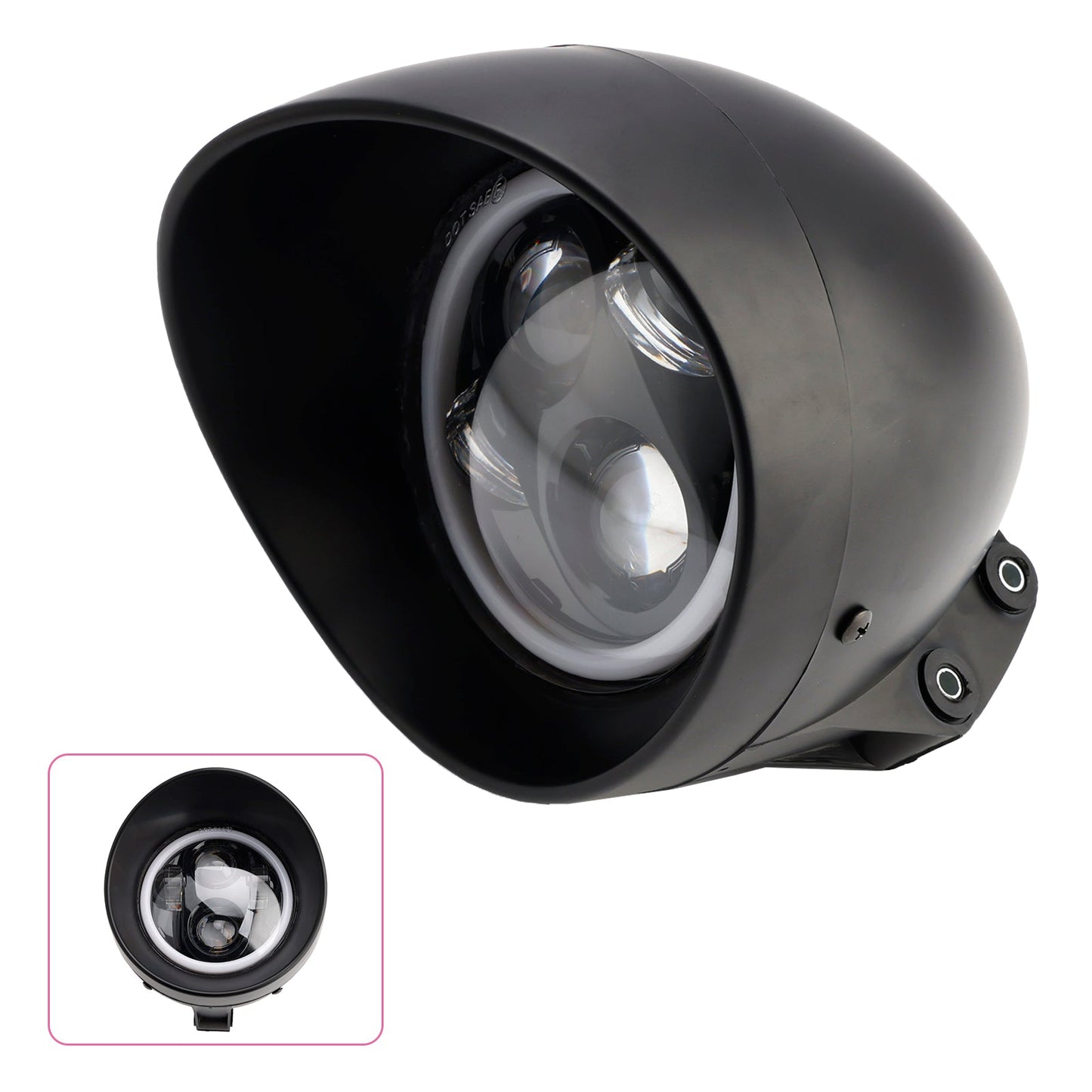 Faro anteriore da 5,75"" con faretto universale a 4 lampadine, adatto per moto, cromato
