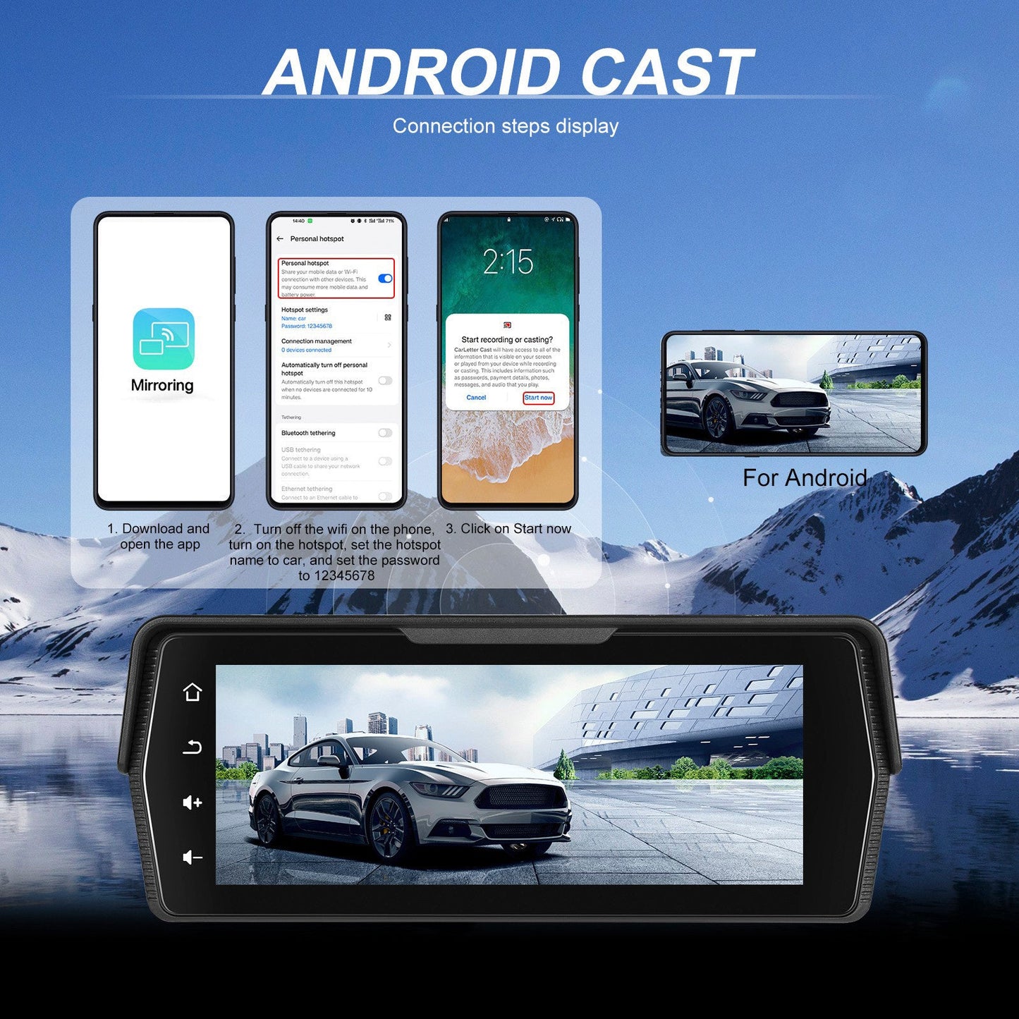 Mirroring dello schermo Android Auto Wireless CarPlay PND da 6,86 pollici per motociclette