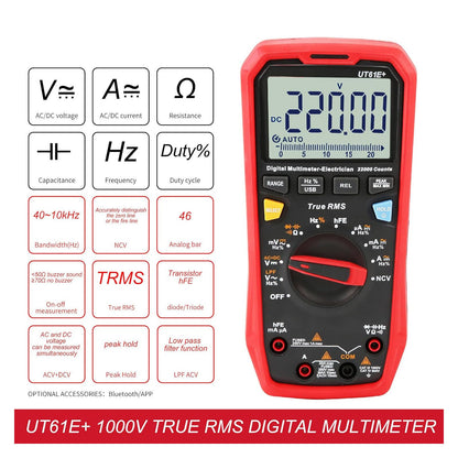Multimetri digitali UT61E+ AC/DC, moderni multimetri digitali a selezione automatica della portata.