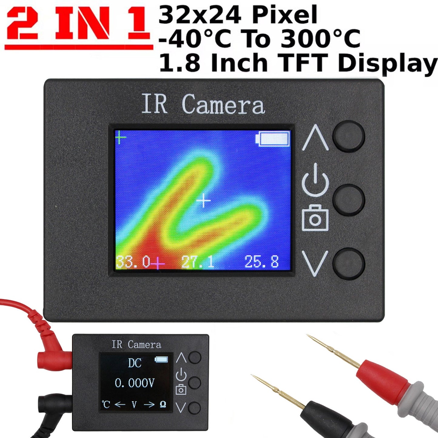 Tester di temperatura con telecamera a infrarossi 2 in 1, termocamera con sensore di immagine da 1,8 pollici