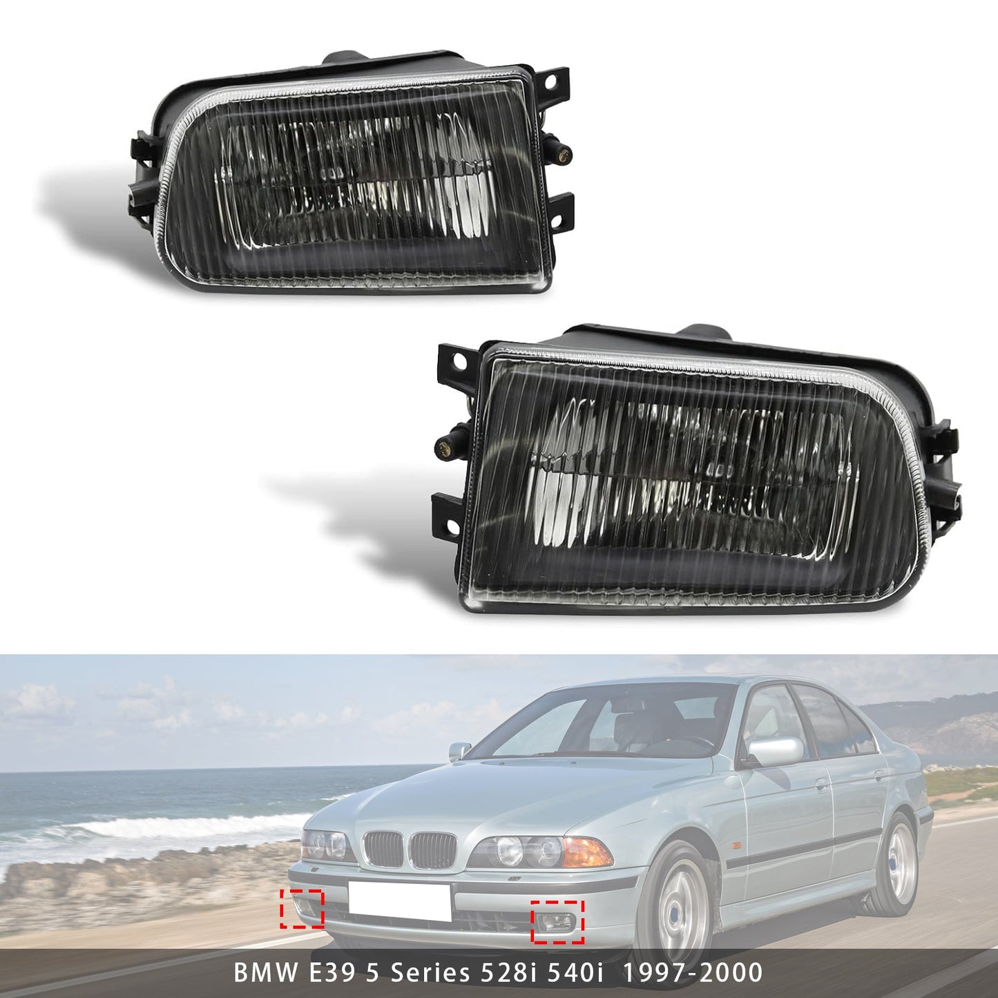 Coppia di fari fendinebbia paraurti anteriore senza lampadine per BMW E39 Serie 5 1995-1998
