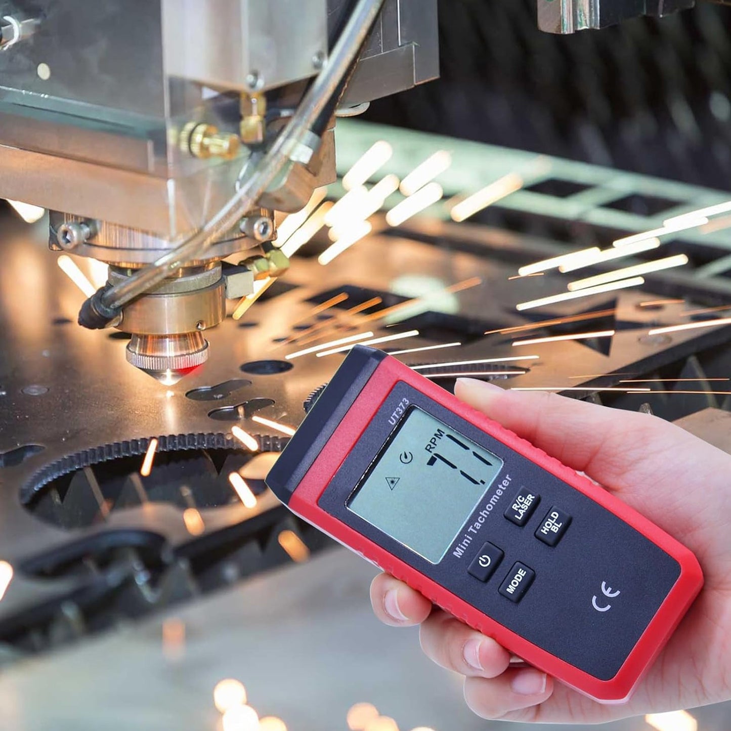 UT373 Mini contagiri digitale LCD senza contatto con laser e tester di velocità RPM