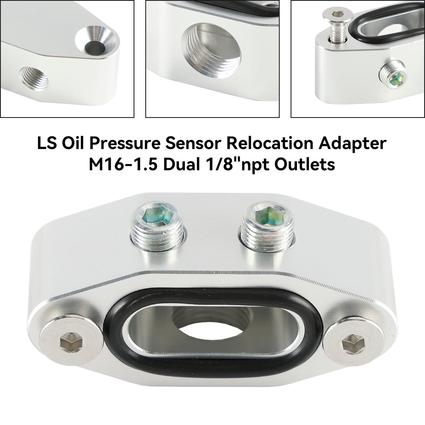 Piastra adattatrice per linea di alimentazione dell'olio Billet LS Twin Turbo Dual 90 gradi 1/8" NPT