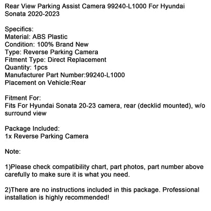 Telecamera di assistenza al parcheggio posteriore Hyundai Sonata 2020-2023 99240-L1000
