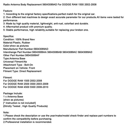 Sostituzione corpo antenna radio 56043089AD per DODGE RAM 1500 2002-2008