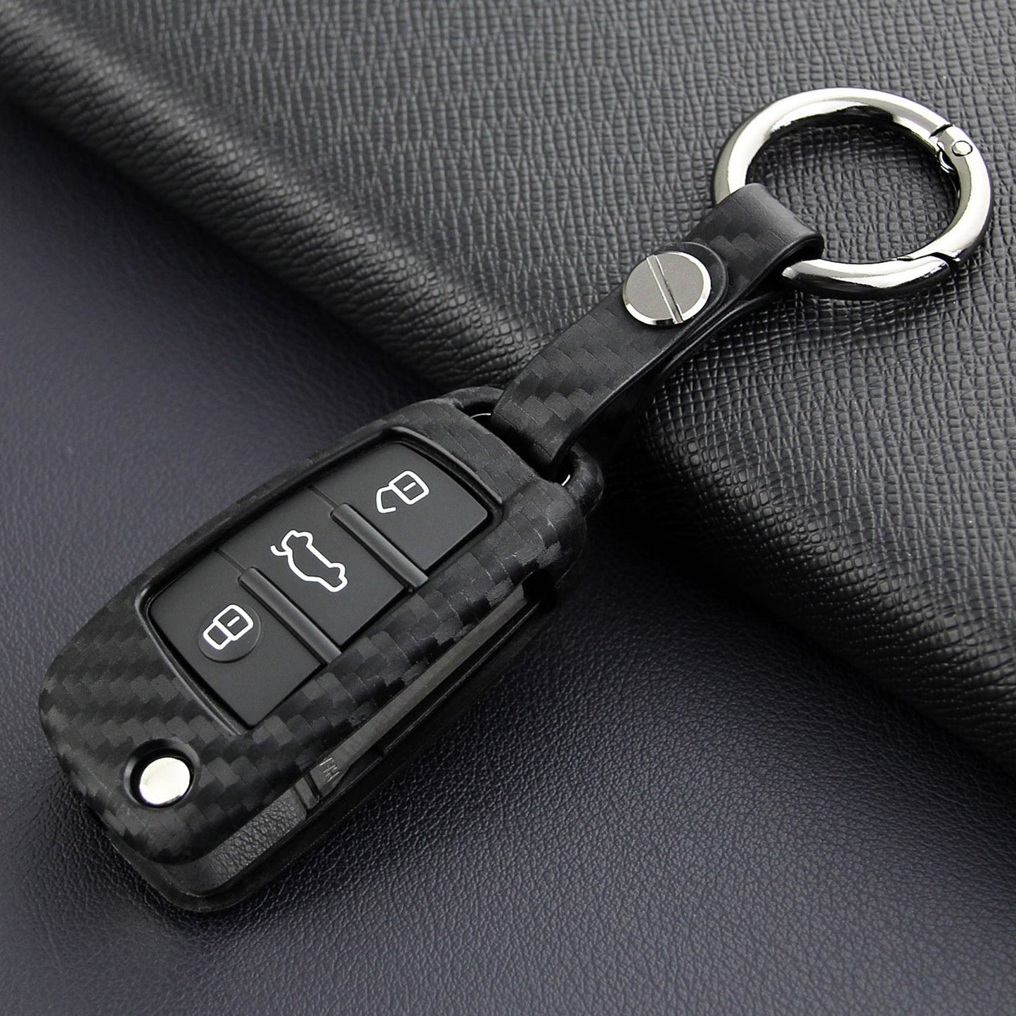 Custodia in pelle e silicone per chiave auto con fibbia per Audi