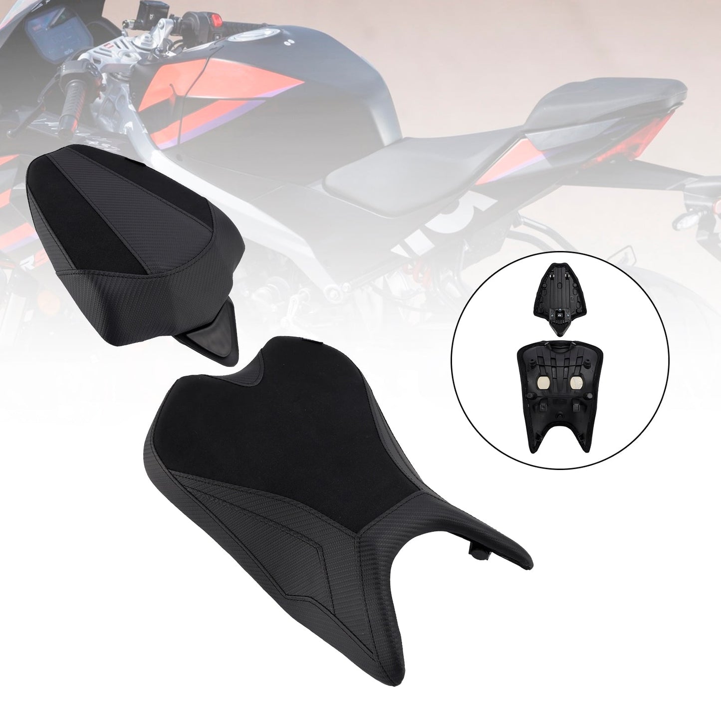 Kit sella conducente e passeggero Rs 457 per Aprilia RS457 2024-2025, cuscino in PU rosso.