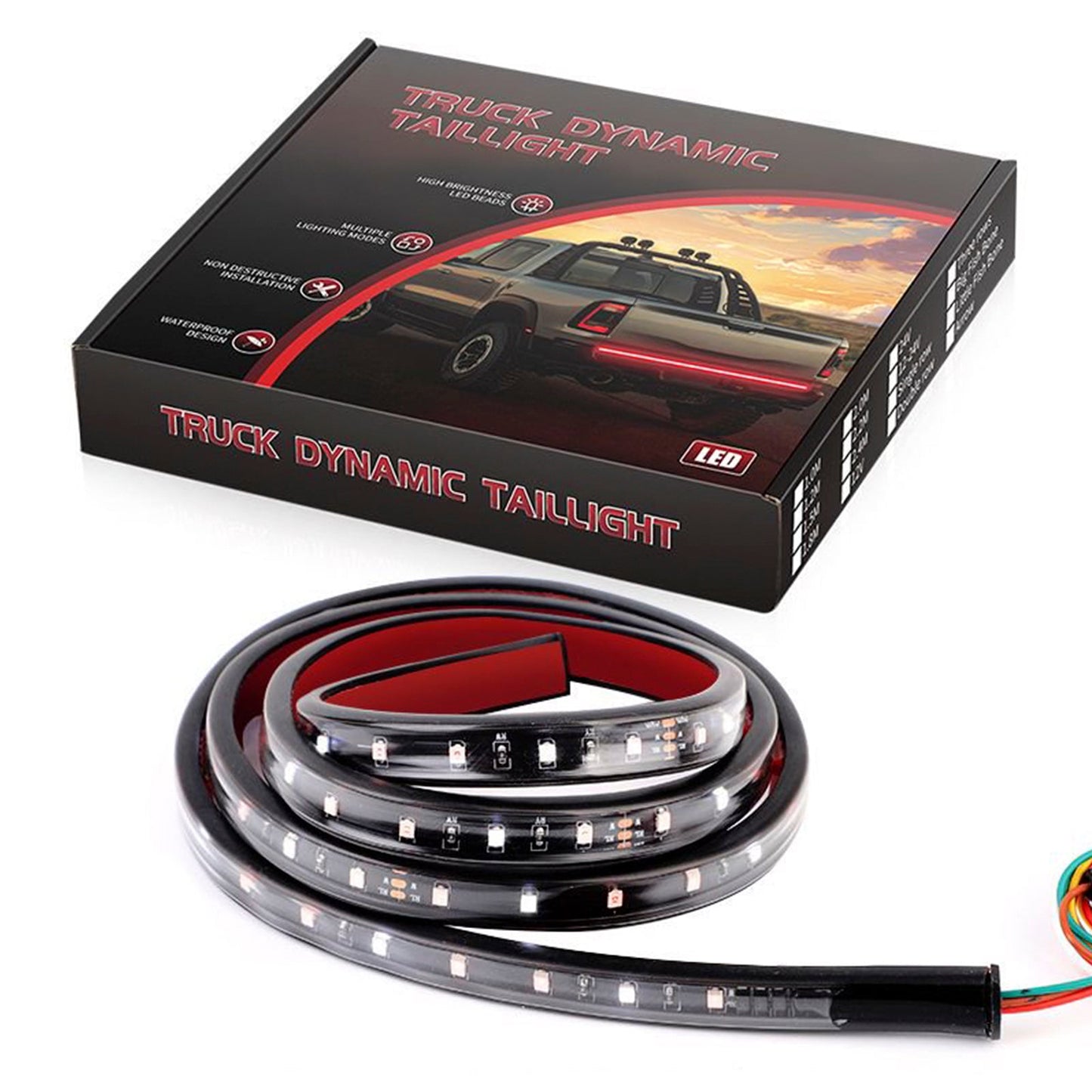 Striscia di luci posteriori a LED per auto e camion, indicatori di direzione dinamici, fila singola, 1,2 metri