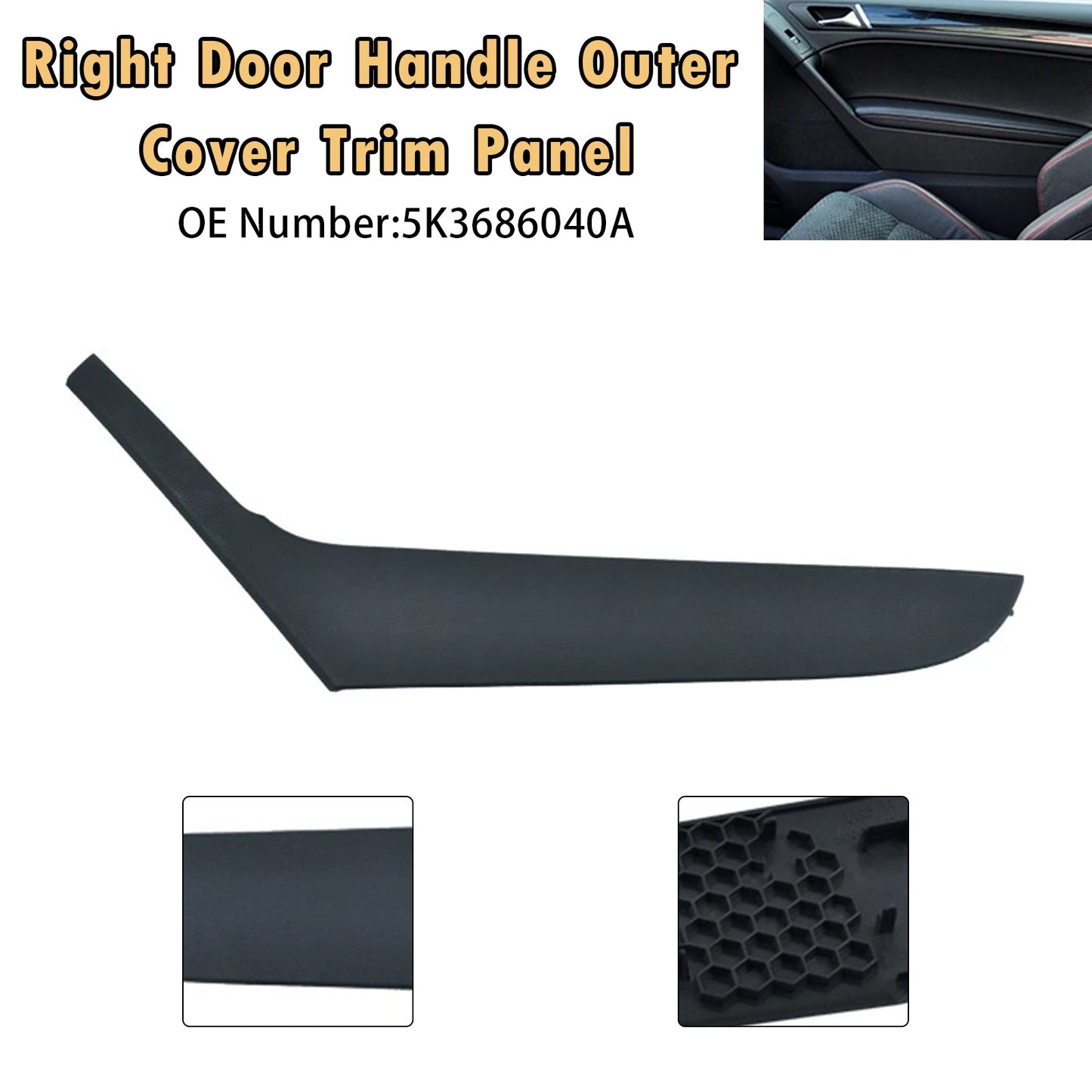 Rivestimento esterno della maniglia della portiera destra, codice 5K3686040A, per VW Golf 6 Coupé 2009-2013