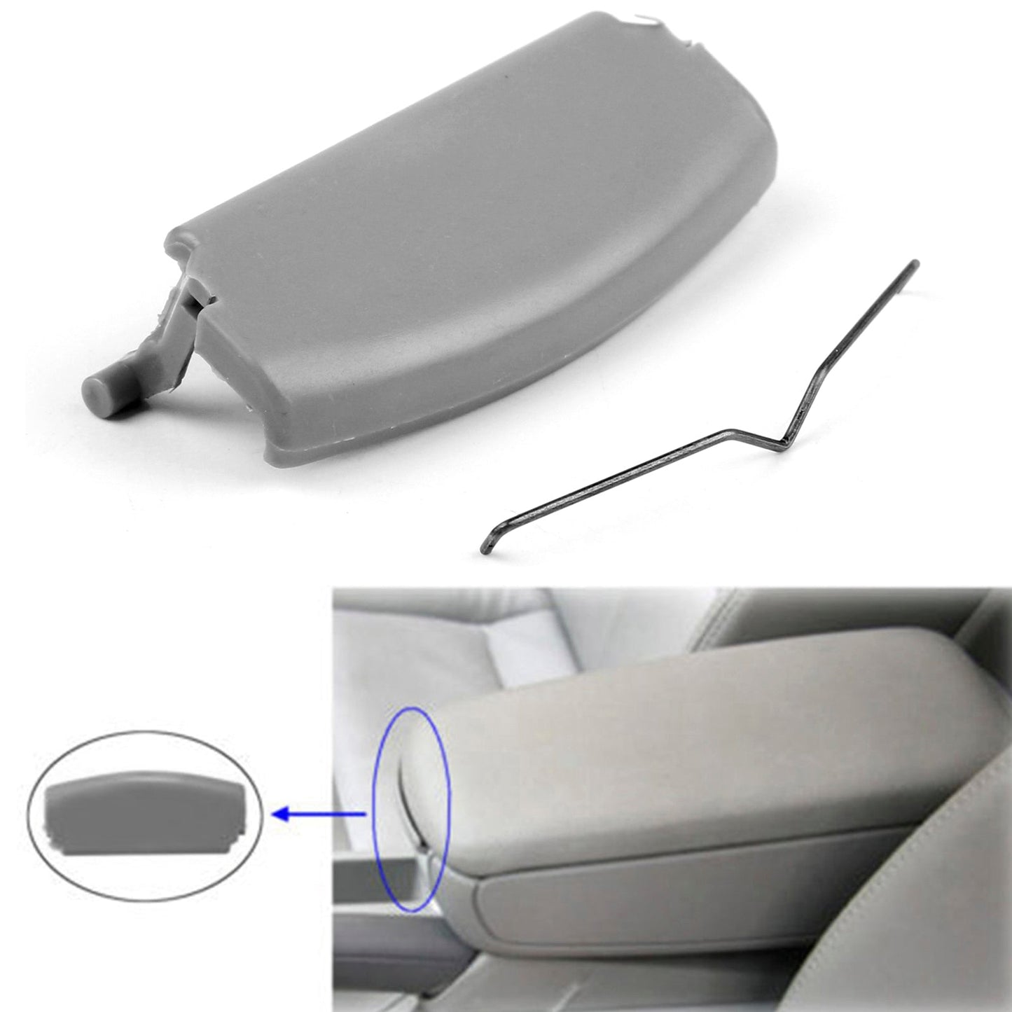 Chiusura del coperchio del bracciolo centrale della console grigia per Audi A4 B6 B7 2001-2008 8E0864245E