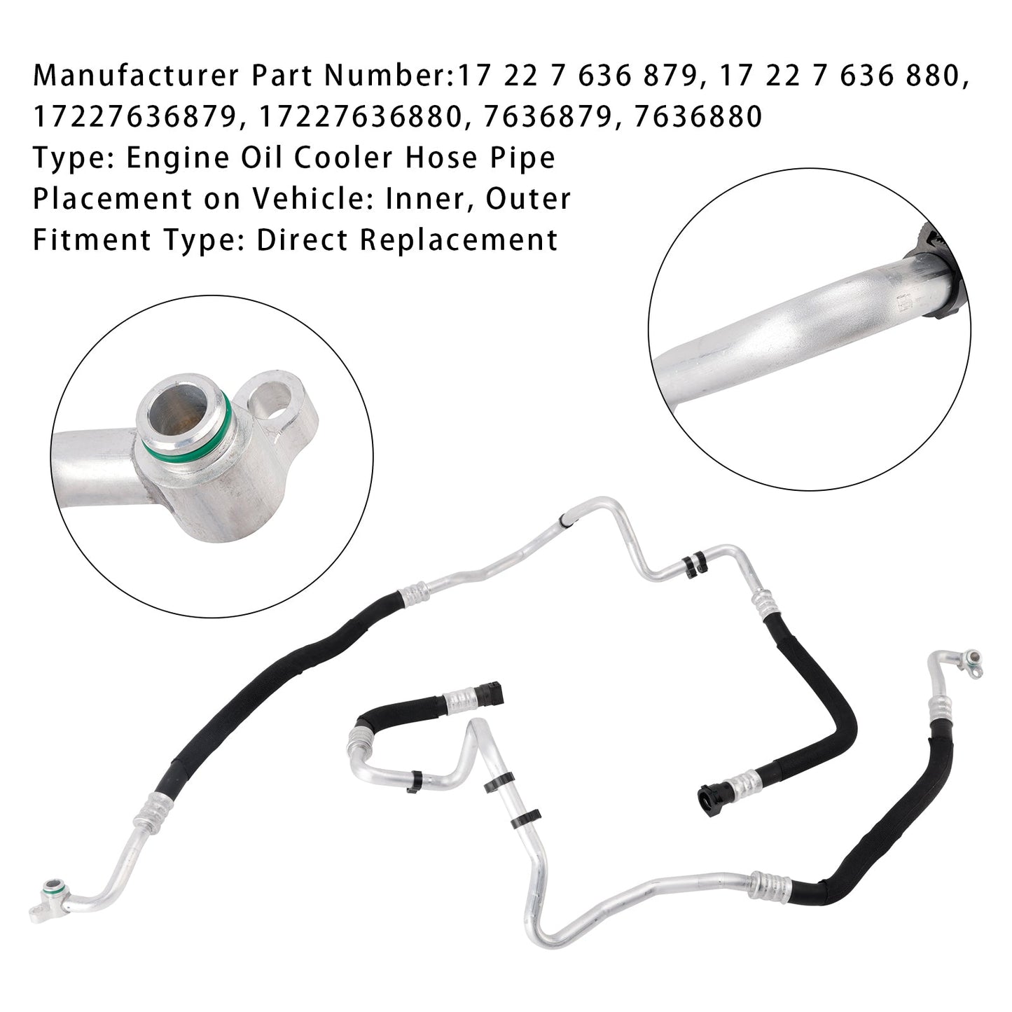 BMW Serie 5 2014-2016 versione a tre volumi (versione modificata F10) 2X Tubo flessibile di ingresso e uscita del radiatore dell'olio motore 17227636879