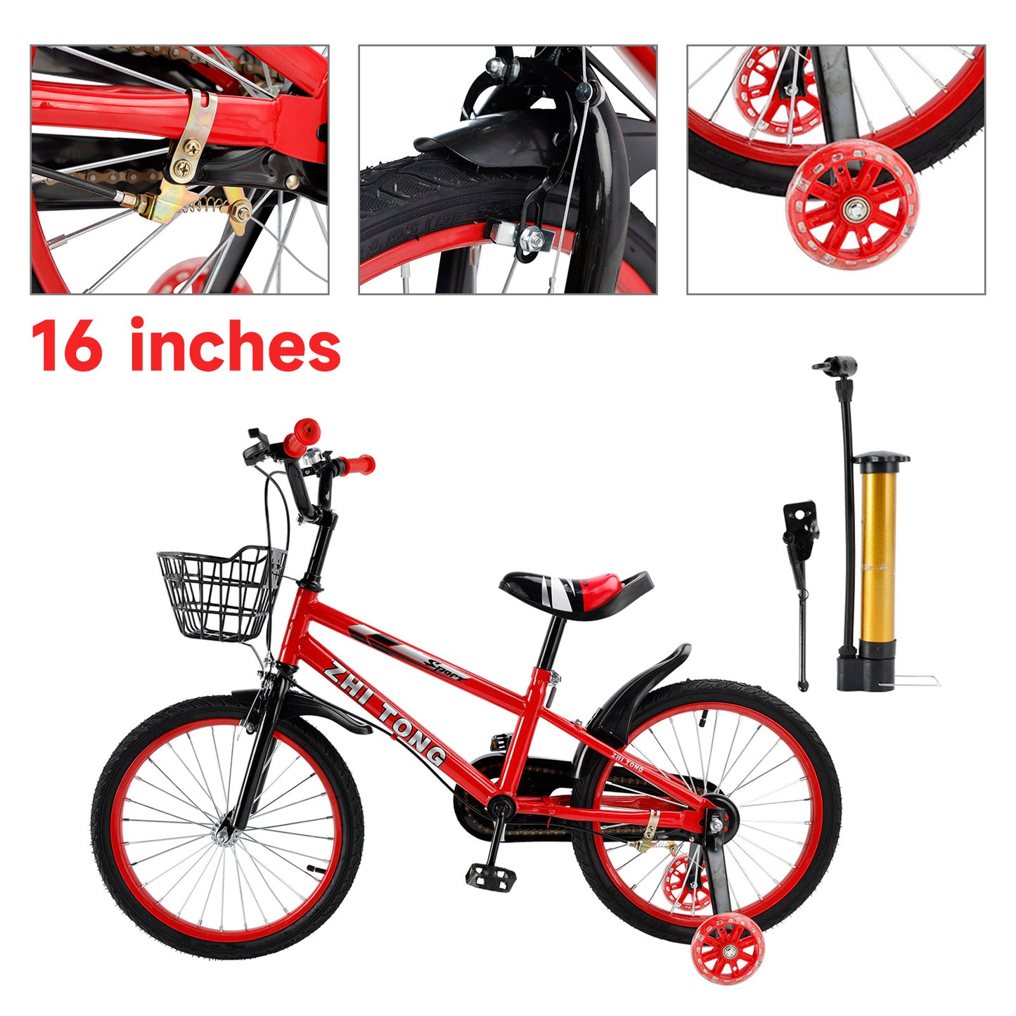 Bicicletta per bambini da 16 pollici Bicicletta per bambini e bambine con ruote ausiliarie