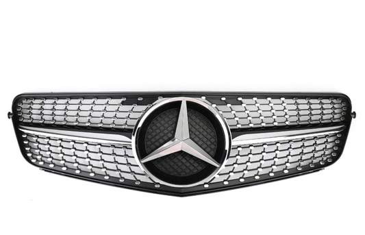 Diamond Black Chrome Front Grill Grill Fit Mercedes-Benz W204 C200 C300 08-14