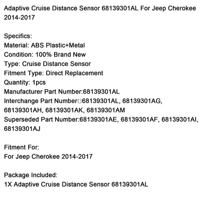 Sensore di distanza di crociera adattivo 68139301AL per Jeep Cherokee 2014-2017