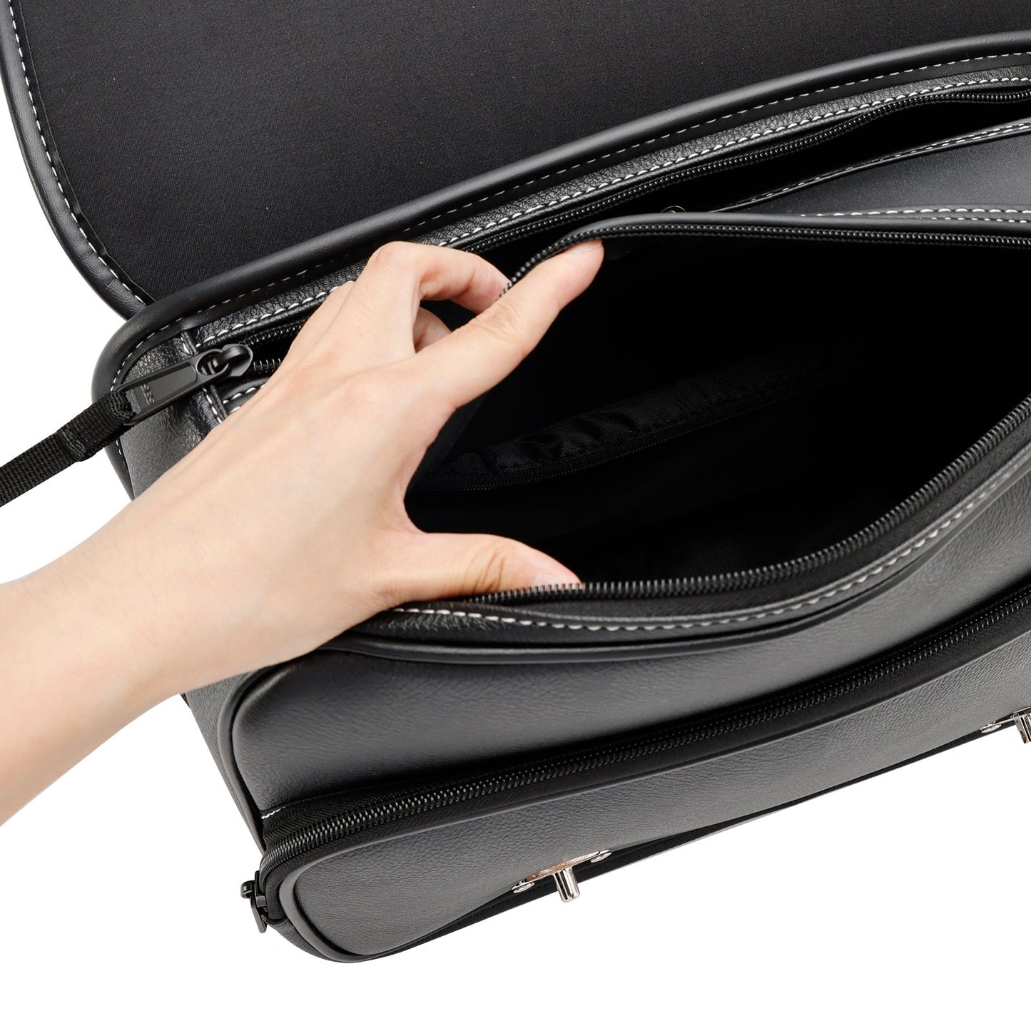 Borsa posteriore in PU Borsa laterale Borsa posteriore Borsa portaoggetti nera per moto