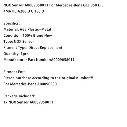 Mercedes-Benz GLE 350 DE 4MATIC A200 DC 180 D Sensore NOX A0009058011