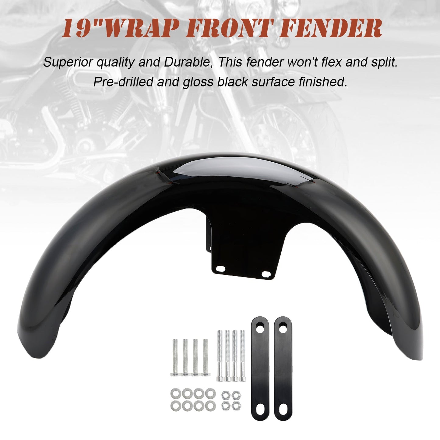 Parafango anteriore avvolgente da 19"" in ABS per Touring Electra Street Road Glide Baggers FLHT FLHR