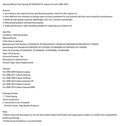 Molla dell'orologio del volante 83196FG030 per Subaru Forester 2008-2014