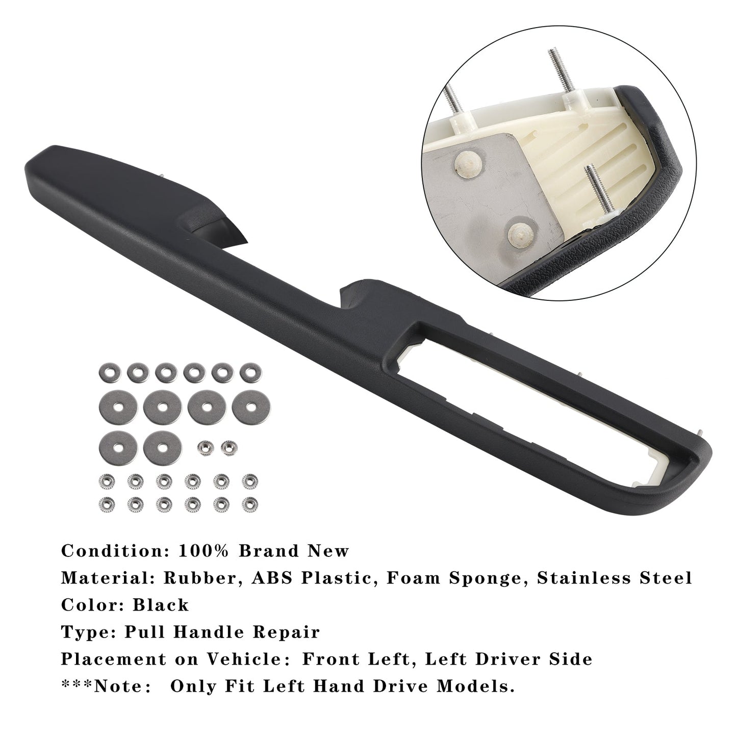 80994 Kit di riparazione del bracciolo della portiera anteriore sinistra NERO (27 pollici) per Chevrolet/GMC