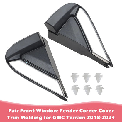 Coppia di modanature per angoli di copertura del parafango del finestrino anteriore per GMC Terrain 2018-2024