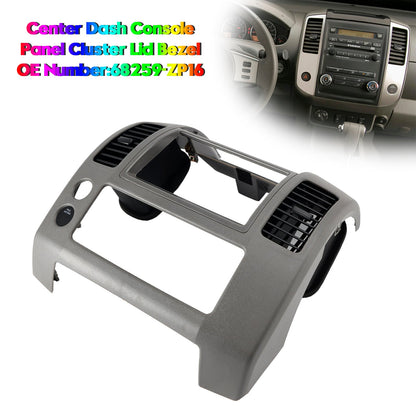 Nissan Frontier S, XE, SE, LE, Nismo Off-Road 2005-2020 - 4 cilindri 2.5L, 6 cilindri 4.0L Pannello console cruscotto centrale, cornice coperchio quadro strumenti 68259-ZP16