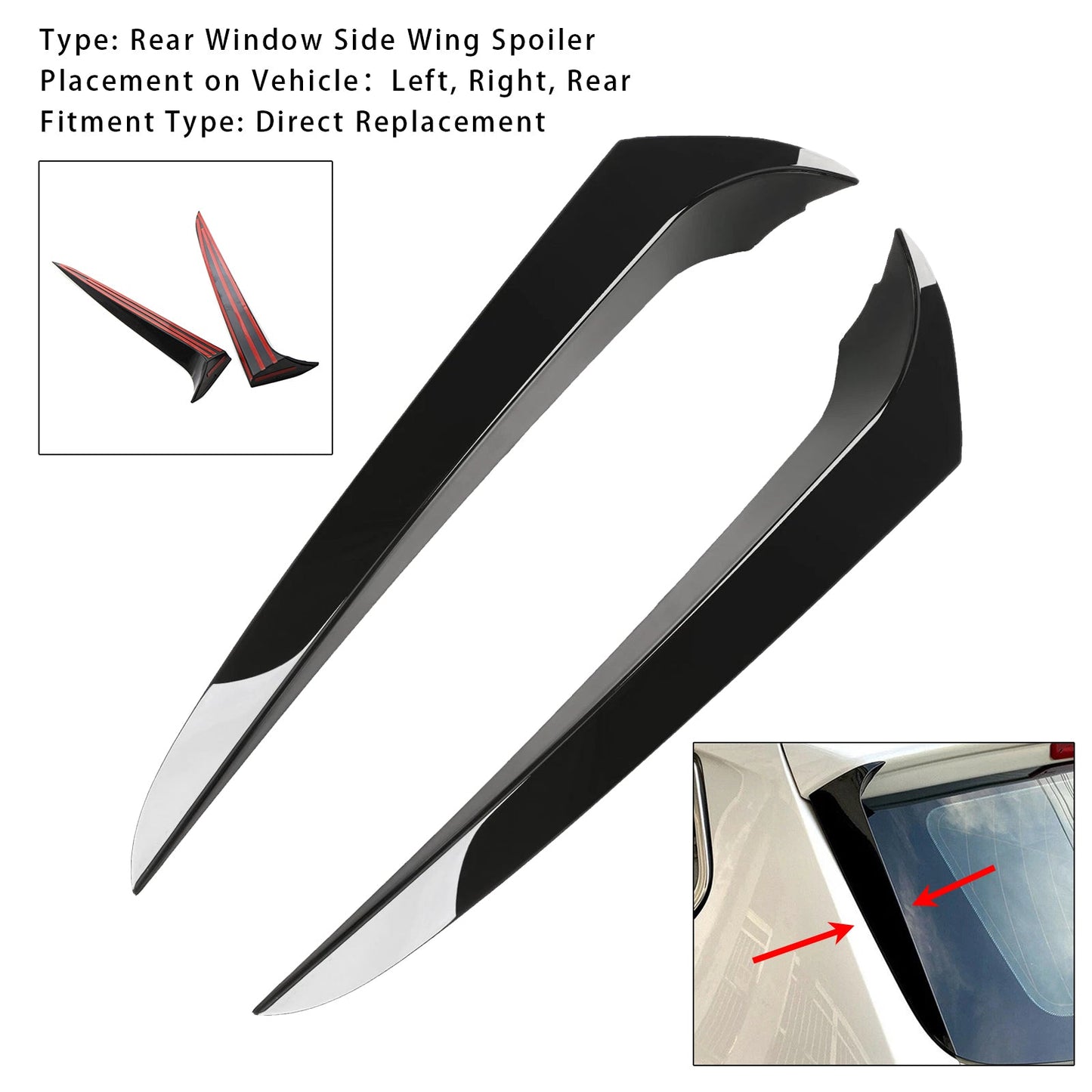 Spoiler laterali per lunotto posteriore BMW X3 F25 2011-2017, nero lucido, coppia