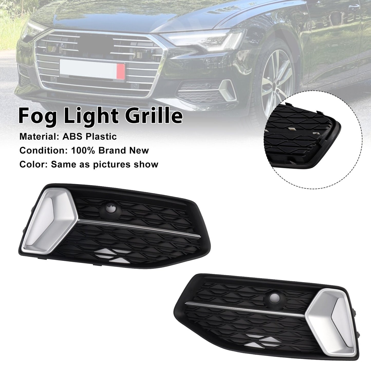 Griglia paraurti anteriore 2 pezzi, copertura fendinebbia adatta per Audi A6 C8 2019-2023