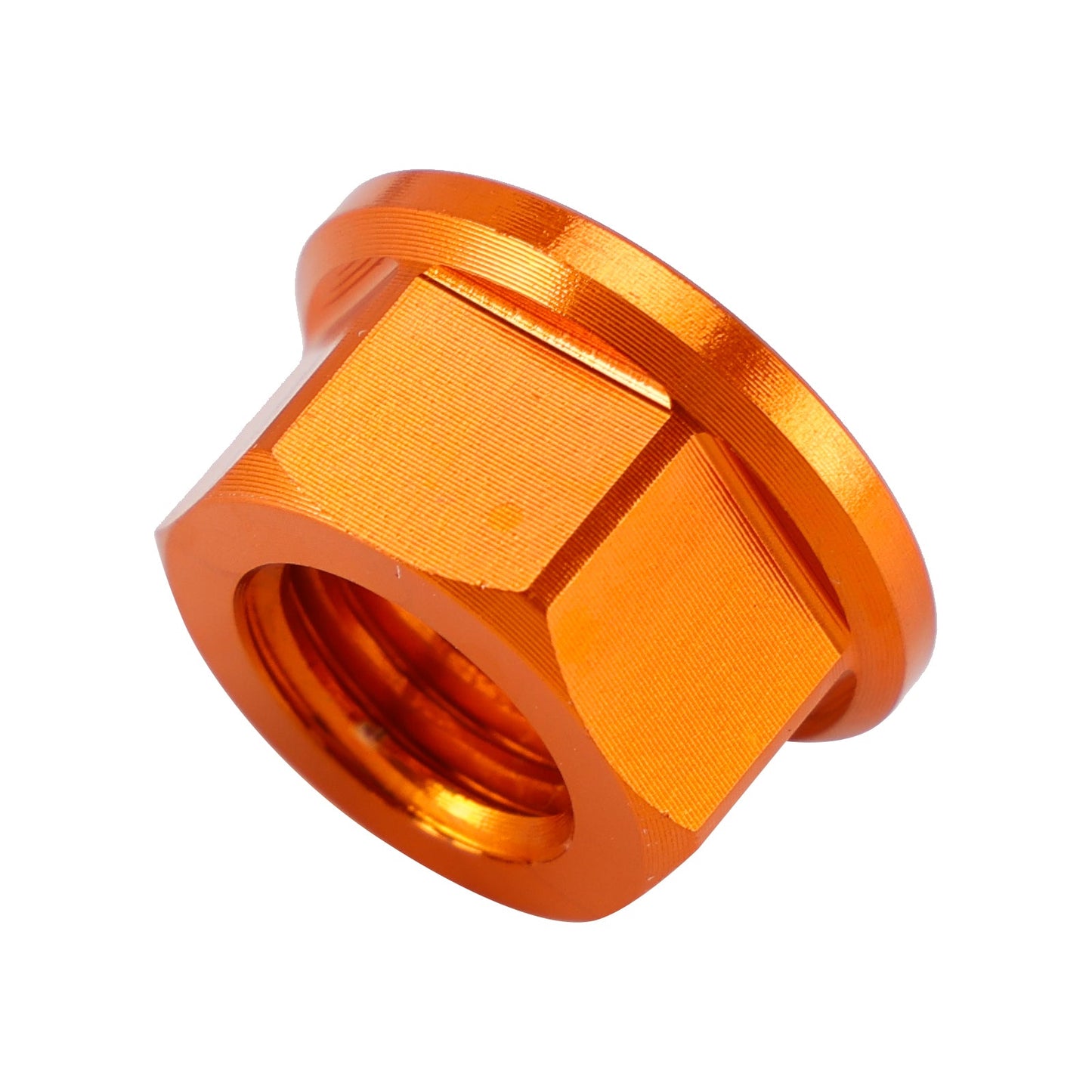 Confezione da 6 dadi flangiati per pignone posteriore in alluminio M10X1,5 mm arancioni per moto