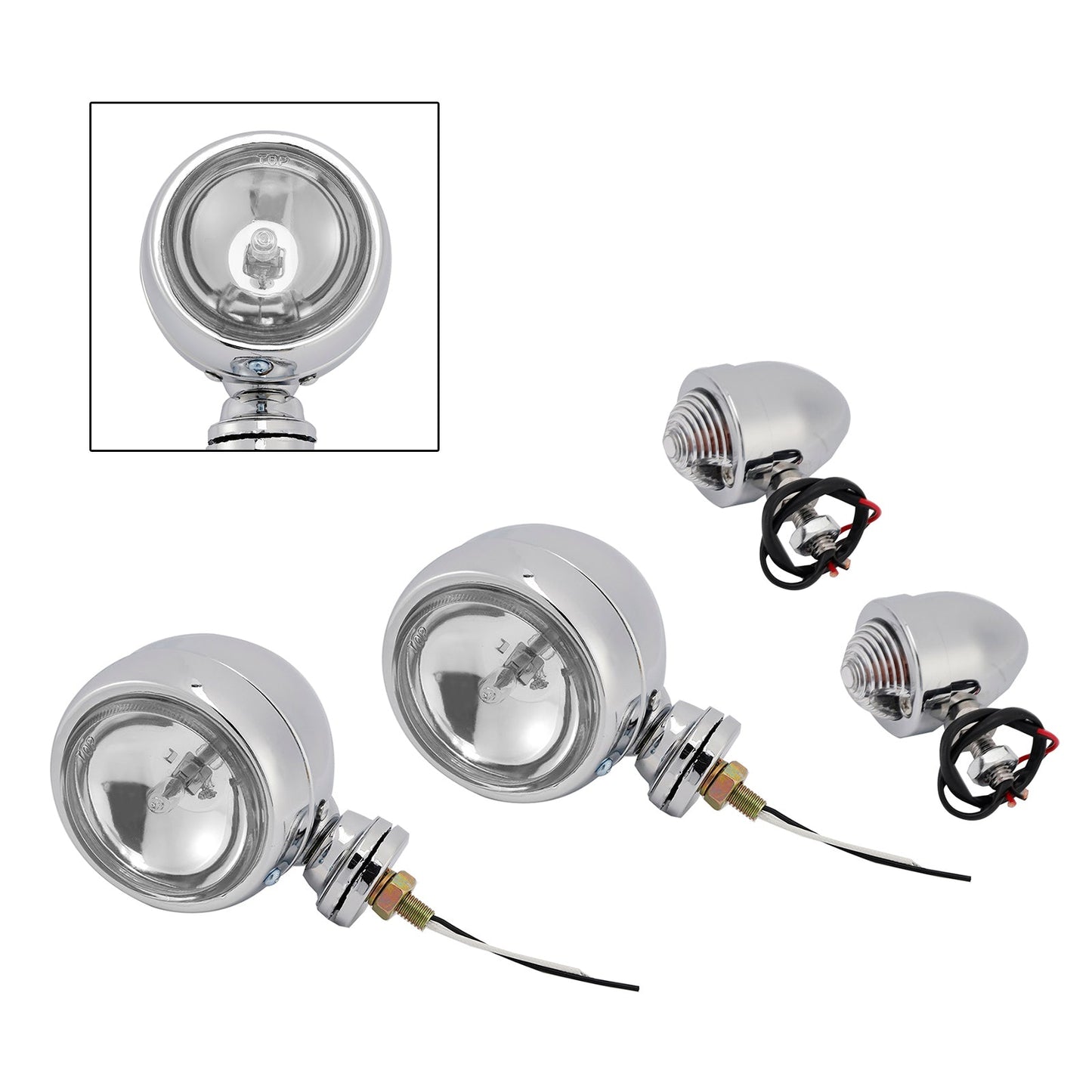 Faro fendinebbia cromato personalizzato per moto #D19 per Bobber Chopper da corsa