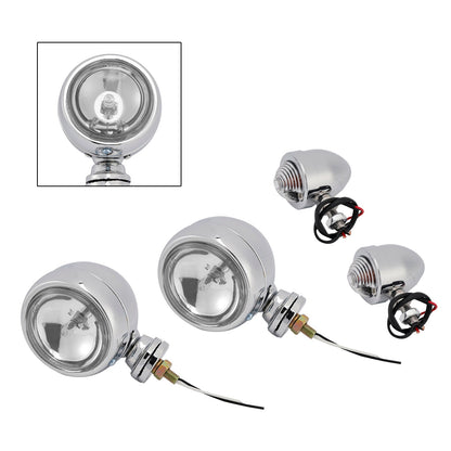 Faro fendinebbia cromato personalizzato per moto #D19 per Bobber Chopper da corsa