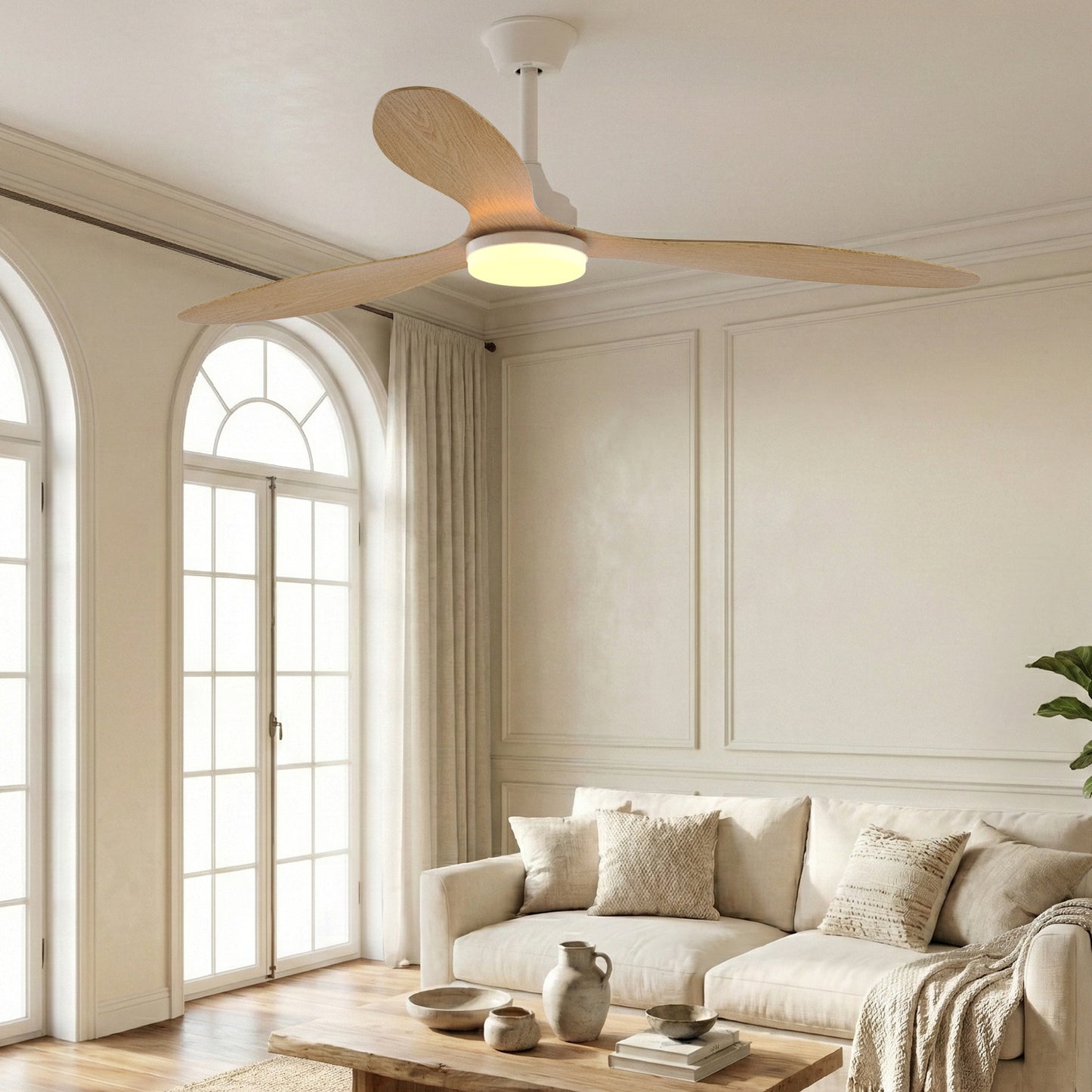 Telecomando Ventilatore moderno 52" con luce 6 velocità Nero-Bianco