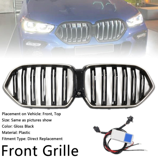 2020-2022 BMW X6 G06 M50i con foro per telecamera, griglia paraurti anteriore nera lucida