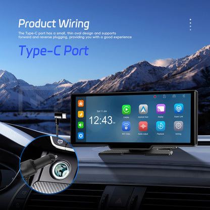 Navigazione per auto portatile Bluetooth da 10,26"", autoradio wireless Carplay, telecamera AHD