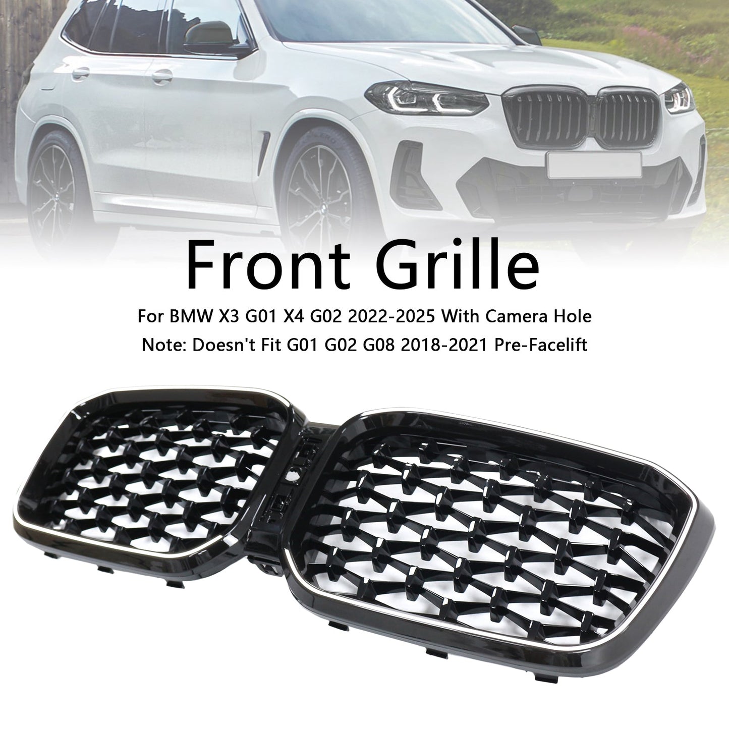 Griglia a rene paraurti anteriore nero lucido BMW X3 G01 X4 G02 2022-2025