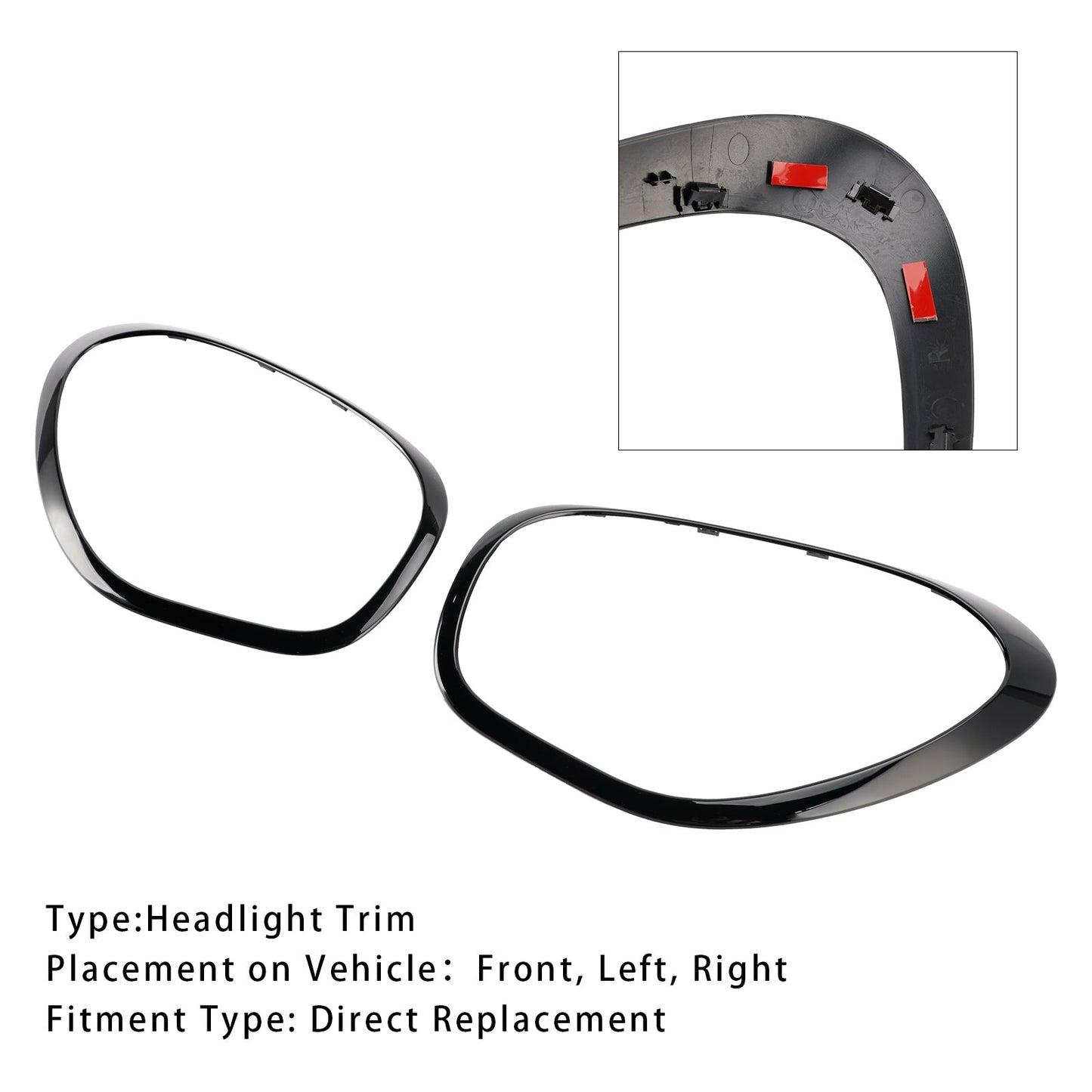 2 anelli ornamentali per fari anteriori neri lucidi per Mini Cooper Countryman R60