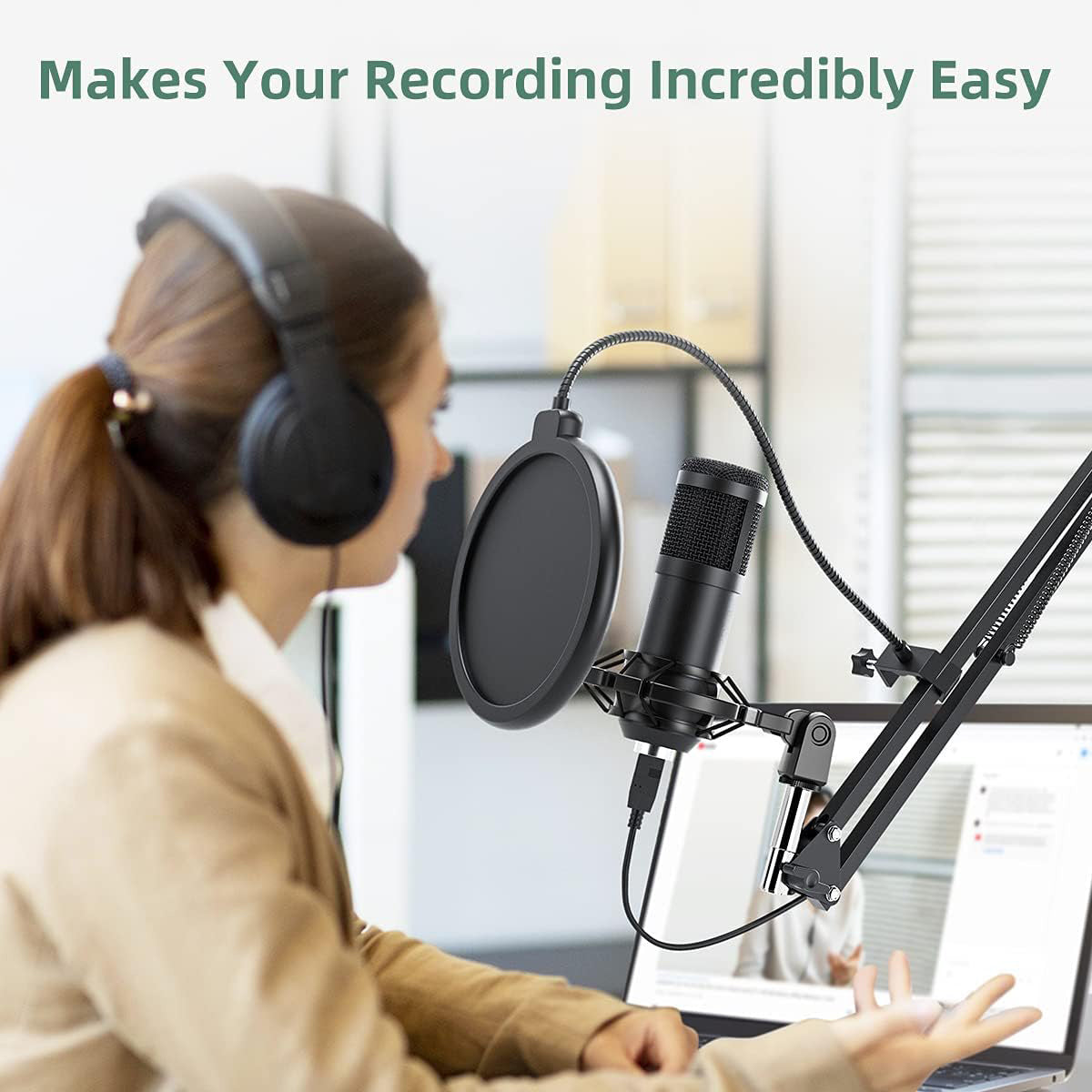 Microfono a condensatore USB BM800 per PC, kit microfono da studio, canto e streaming.