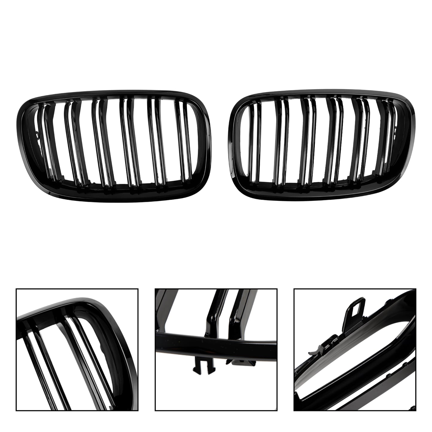 Front Bumper Kidney Grille Grill Per BMW X5 E70 X6 E71 2007-2013 Gloss Black