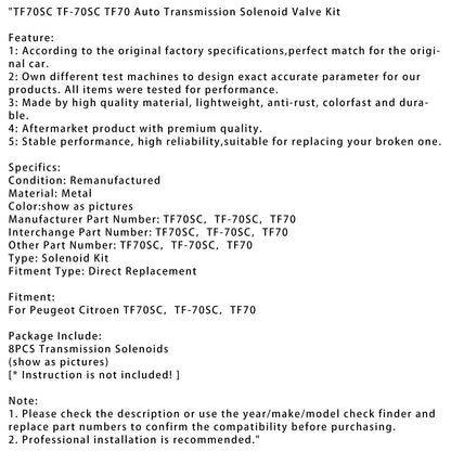 TF70SC TF-70SC TF70 Kit elettrovalvola trasmissione automatica