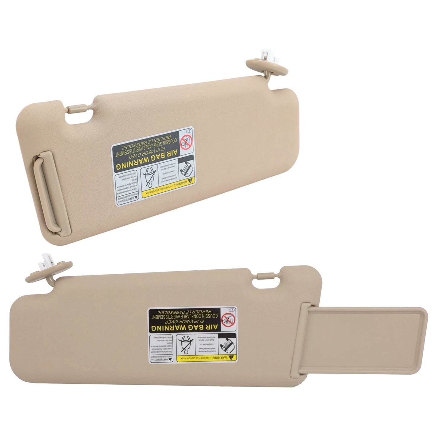 Coppia di alette parasole beige per Toyota Highlander 2008-2013, codice 74321-48490-E0/74320-48500-E0.