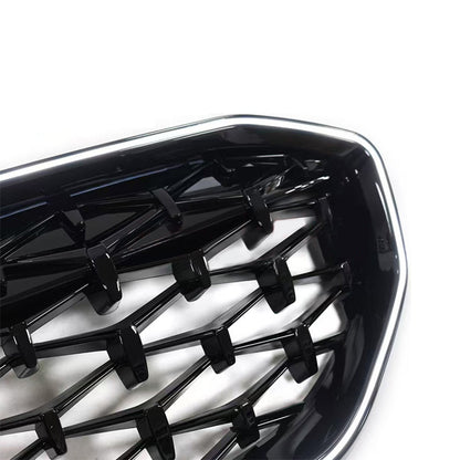 Griglia anteriore a doppio rene diamantata per BMW Serie 3 G20 2019-2022, codice 51138072085, colore nero.