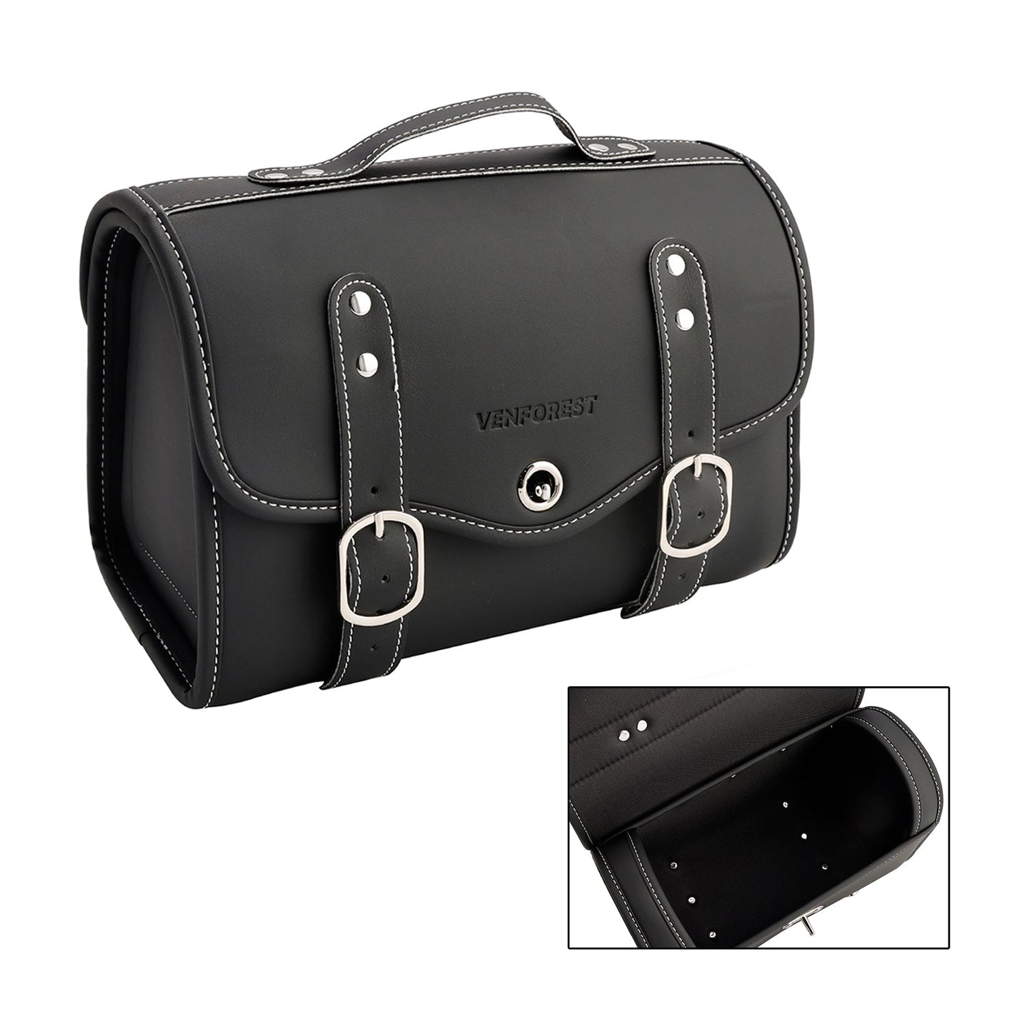 Borsa laterale in PU Borsa laterale Borsa da sella Colore abbinato Bagaglio Bianco per scooter Moto Bianco