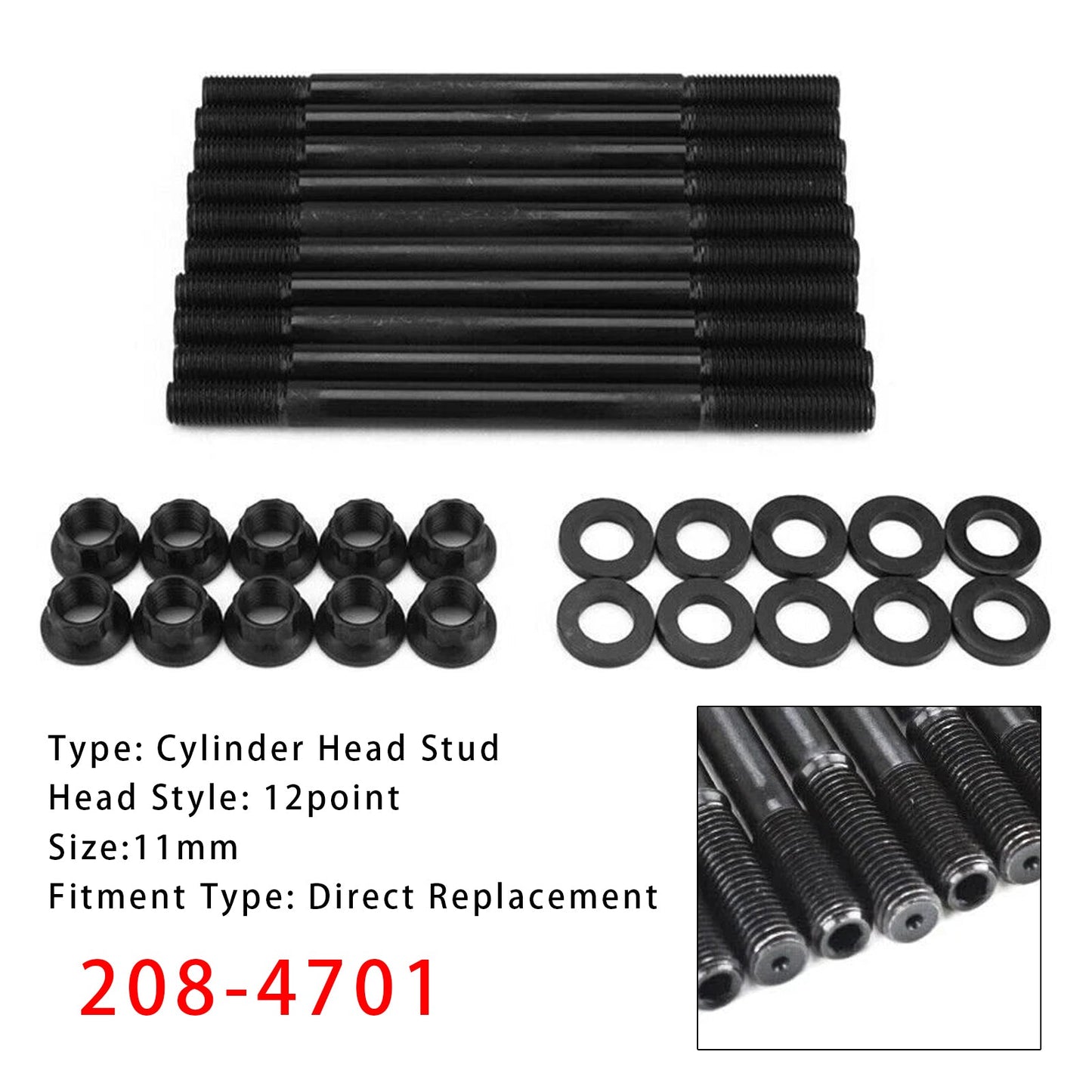 Perno testata cilindro Honda Acura K20 K24 K SeriesK Swap RSX Si 208-4701 2084701